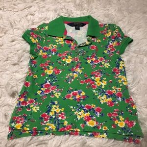Polo Ralph Lauren Green floral print  Toddler girls polo shirt